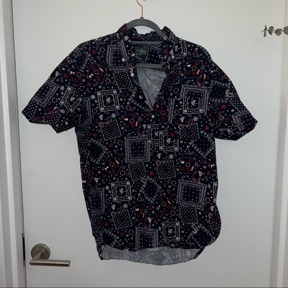 Gitman brothers vintage mens short sleeved nautical theme popover shirt ⛵️